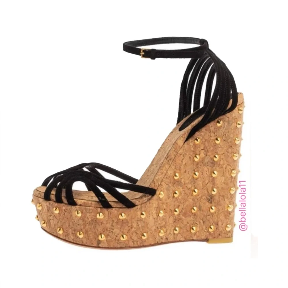 AUTHENTIC GUCCI RESORT COLLECTION STUDDED WEDGES - Picture 11 of 14